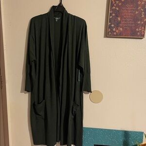 Terra & Sky Olive Open Front Cardigan